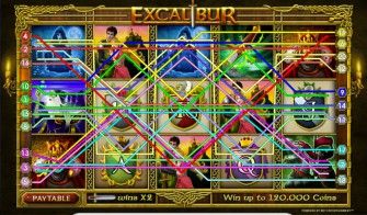 Активные линии в игровом автомате Excalibur