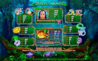 Таблицы выплат в игровом автомате Волшебный Лес